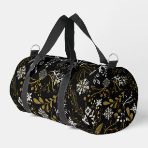 Bolso De Deporte Pequeño Intrincado patrón floral con oro y blanco