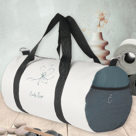 Bolso De Deporte Pequeño Ivory Coastal Blue Floral Line Art Minimalist Zen