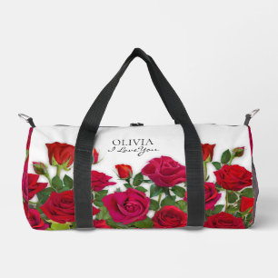 Bolso De Deporte Pequeño Jardín Minimalista de Rosas Rojas Modernas Te Amo 