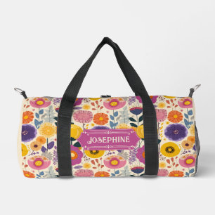 Bolso De Deporte Pequeño Josephine Colorful Purple and Yellow Modern Floral