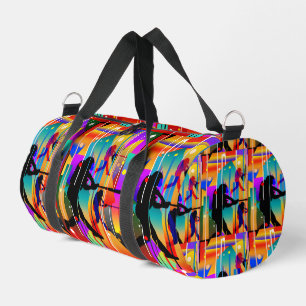 Bolso De Deporte Pequeño Jugador de béisbol con silueta geométrica moderna