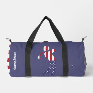 Bolso De Deporte Pequeño Jugador de golf de bandera estadounidense - Azul p