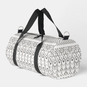 Bolso De Deporte Pequeño Kilim monocromo: Arte de textura tribal marroquí