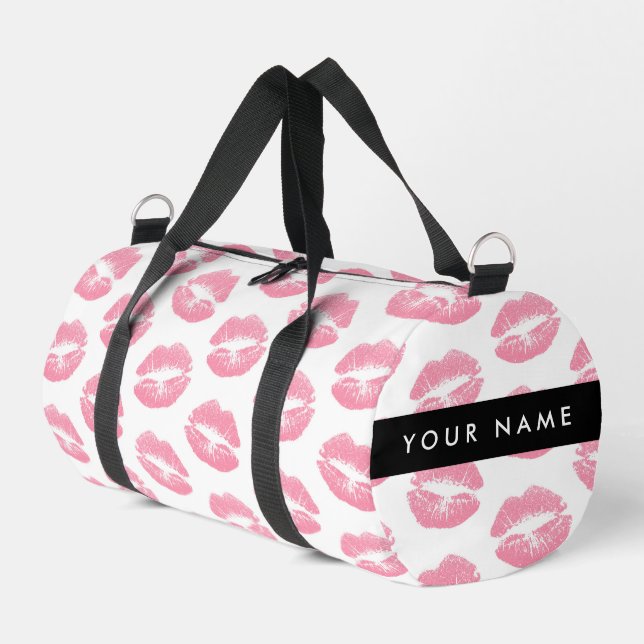 Bolso De Deporte Pequeño Labios rosados, besos, pintalabios, tu nombre, per (Esquina izquierda)