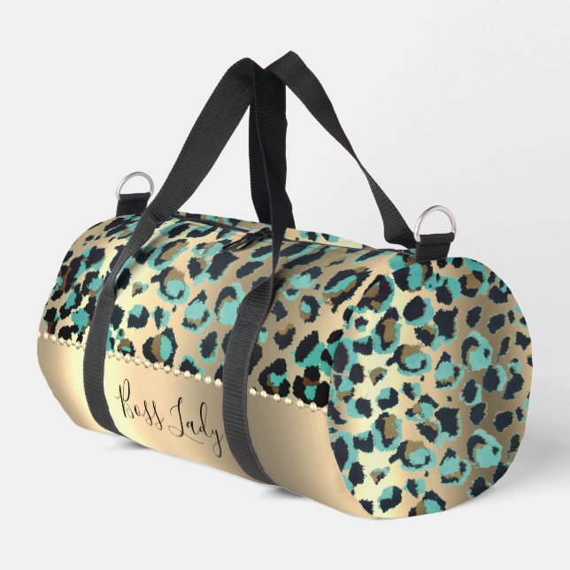Bolso De Deporte Pequeño Lady del jefe del Leopardo Glam (Esquina izquierda)