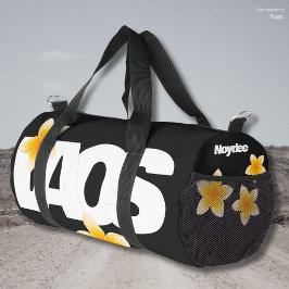 Bolso De Deporte Pequeño Laos Love Frangipani Flower White on Black