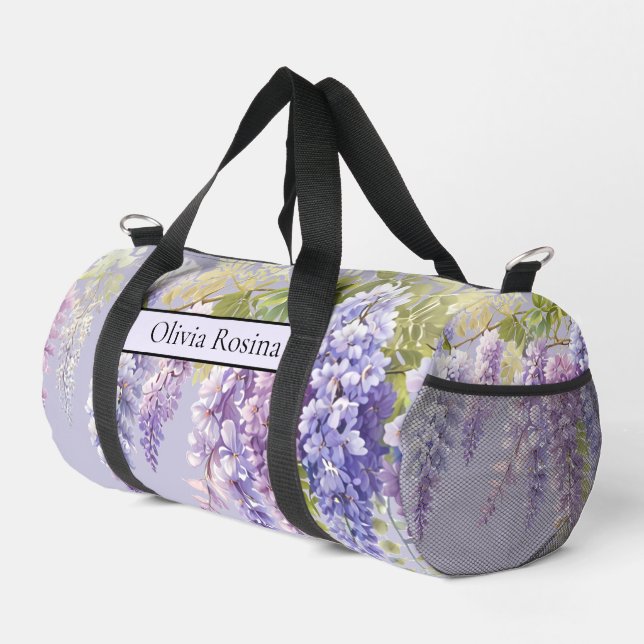 Bolso De Deporte Pequeño Lavanda púrpura acuarela glicinia floral lilac (Esquina derecha)