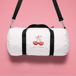 Bolso De Deporte Pequeño Lazo de corazón de cereza rosa y rojo femenino lin