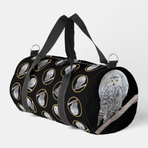 Bolso De Deporte Pequeño Lechuza nevada y pintura lunar original de aves si
