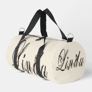 Bolso De Deporte Pequeño "Linda" Nombre Hecho Con Tigres Blancos,