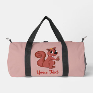 Bolso De Deporte Pequeño Lindo dibujo animado de una ardilla con un cacahue