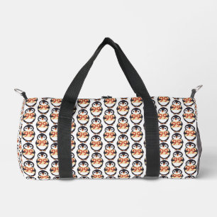 Bolso De Deporte Pequeño Lindo pingüino sosteniendo un cartel con el número