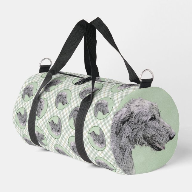 Bolso De Deporte Pequeño Lobo irlandés pintura gris original de perro (Esquina izquierda)