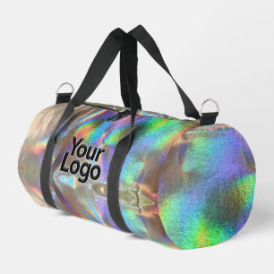 Bolso De Deporte Pequeño Logotipo de negocios Silver Rainbow Holographic Lu