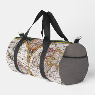 Bolso De Deporte Pequeño Mapa del mundo de la cosecha en marrón y gris