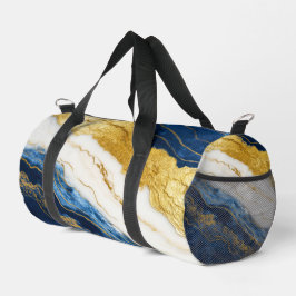 Bolso De Deporte Pequeño Marble de hojas de oro y azul de la marina de lujo