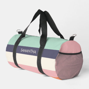 Bolso De Deporte Pequeño Mint Peach Modern Color Blocks Stripes Personalize