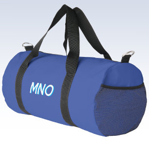 Bolso De Deporte Pequeño Modern Drop Shadow Monograma Iniciales Blue