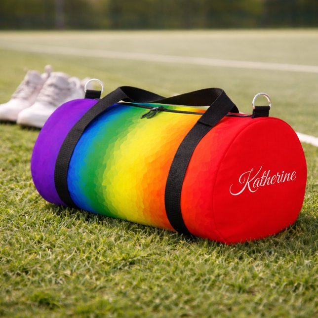 Bolso De Deporte Pequeño Modern Rainbow Mosaic Script Name  (Subido por el creador)