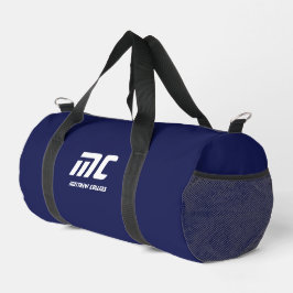 Bolso De Deporte Pequeño Monograma Azul Minimalista Nombre Blanco Sencillo 
