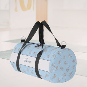 Bolso De Deporte Pequeño Monograma azul suave de floración botánica atempor