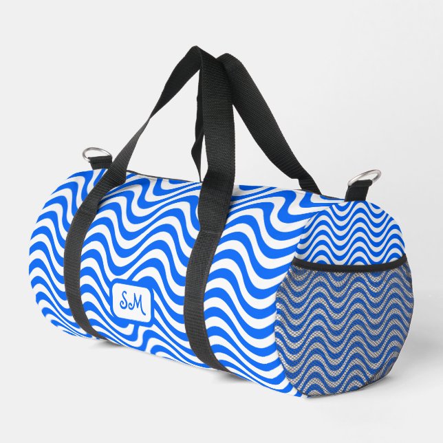 Bolso De Deporte Pequeño Monograma Blue White Wavy Stripes Psychedelic SM (Esquina derecha)