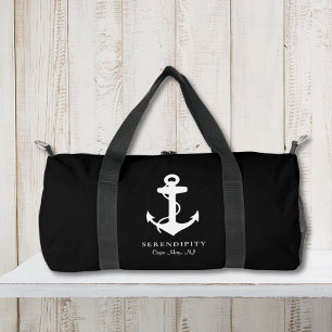 Bolso De Deporte Pequeño Monograma clásico de anclaje de barco negro