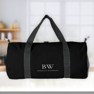 Bolso De Deporte Pequeño Monograma Clásico Moderno Minimalista Negro Blanco