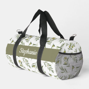 Bolso De Deporte Pequeño Monograma de aceitunas en acuarela verde salvia