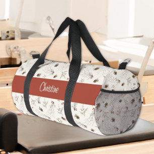 Bolso De Deporte Pequeño Monograma de Boho Woodland Winterberry