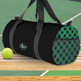Bolso De Deporte Pequeño Monograma de Cuadros Búfalo Verde y Negro