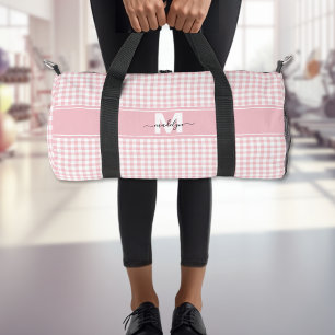 Bolso De Deporte Pequeño Monograma de Cuadros Rosa Gingham