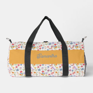 Bolso De Deporte Pequeño Monograma de Flor Silvestre Acuarela Azul Púrpura 
