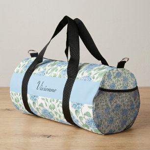 Bolso De Deporte Pequeño Monograma de Flor Silvestre Acuarela Azul Verde
