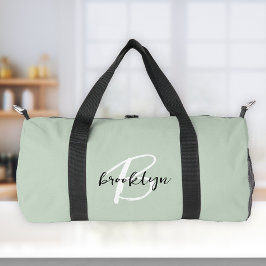 Bolso De Deporte Pequeño Monograma de letra manuscrita verde menta de moda 