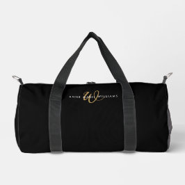 Bolso De Deporte Pequeño Monograma de letra moderna en negro y oro