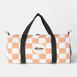 Bolso De Deporte Pequeño Monograma de melocotón y retro geométrico blanco c