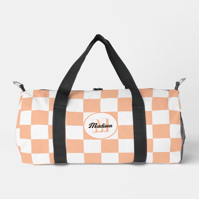 Bolso De Deporte Pequeño Monograma de melocotón y retro geométrico blanco c (Anverso)