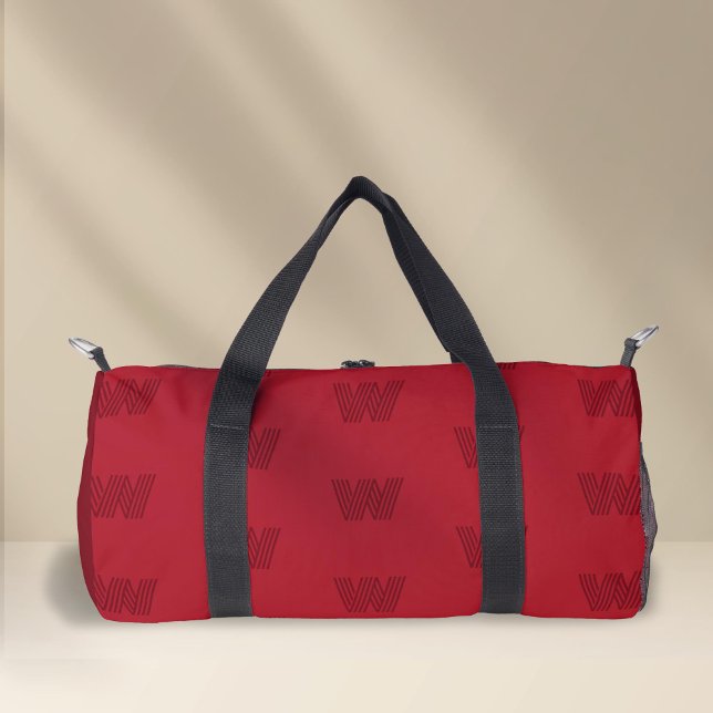 Bolso De Deporte Pequeño Monograma de moda, rojo (Red monogram duffel bag.)