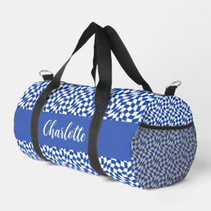 Bolso De Deporte Pequeño monograma de nombre a cuadros azules tema de los 9