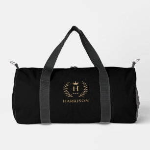Bolso De Deporte Pequeño Monograma De Oro Negro Simple Y Elegante