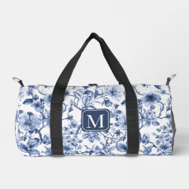 Bolso De Deporte Pequeño Monograma de Patrón de Toile Vintage Floral Azul