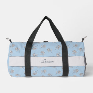 Bolso De Deporte Pequeño Monograma de Patrón Floral de Hortensia Azul Polvo