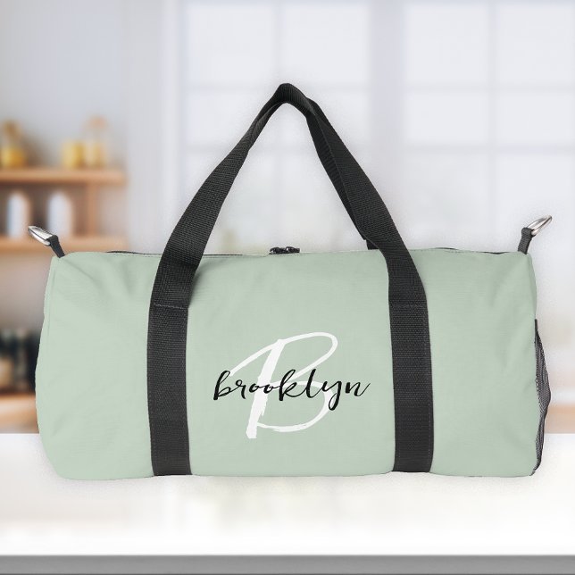 Bolso De Deporte Pequeño Monograma del guión blanco negro verde de moda Sag (Subido por el creador)