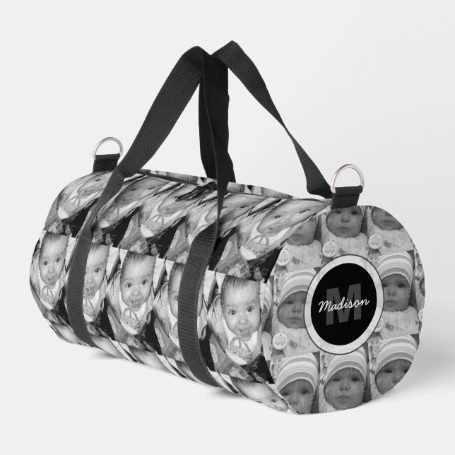 Bolso De Deporte Pequeño Monograma del patrón fotográfico blanco negro del  (Esquina izquierda)