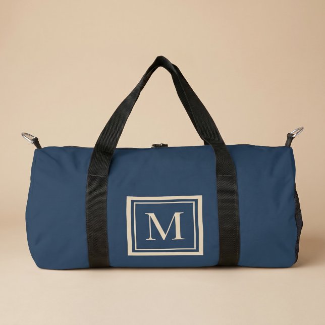 Bolso De Deporte Pequeño Monograma enmarcado personalizado azul y vainilla (Subido por el creador)