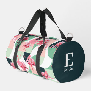 Bolso De Deporte Pequeño Monograma Flamingo rosa moderno Nombre de la Giron