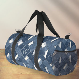 Bolso De Deporte Pequeño Monograma inicial Denim Blue y White
