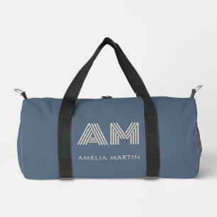 Bolso De Deporte Pequeño Monograma minimalista en azul pizarra y beige aren