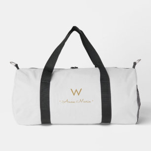 Bolso De Deporte Pequeño Monograma moderno en gris claro y dorado en letra